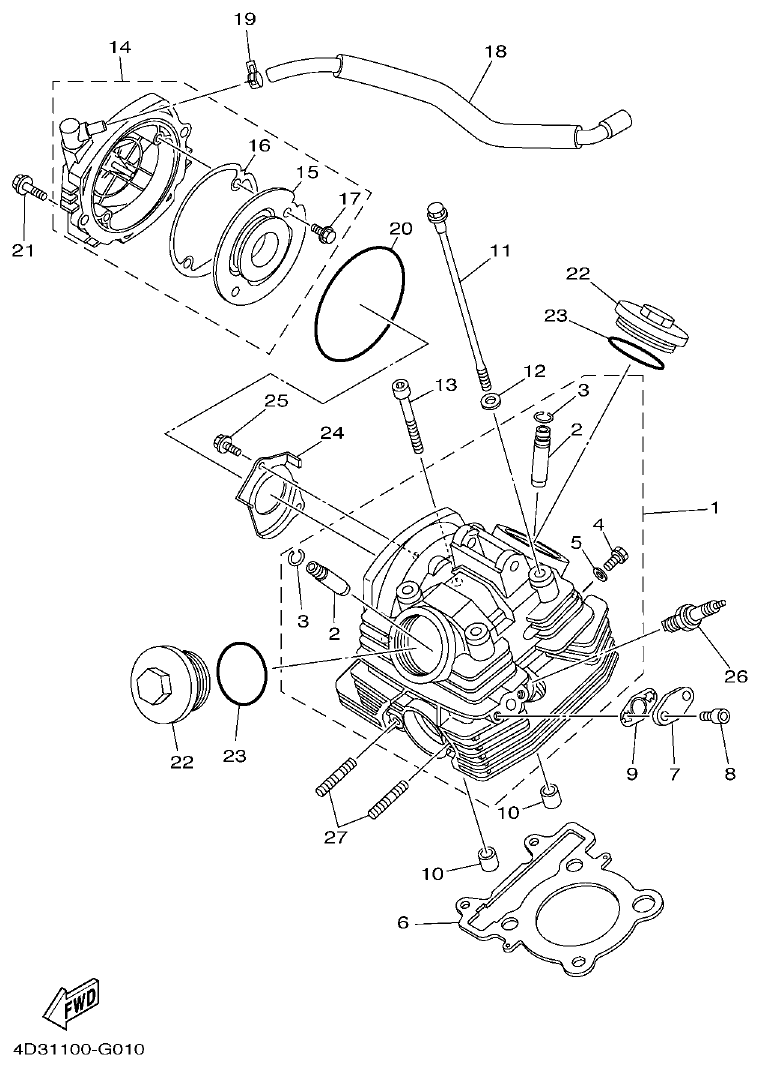 Yamaha 250RAP CYLINDER HEAD parts diagram